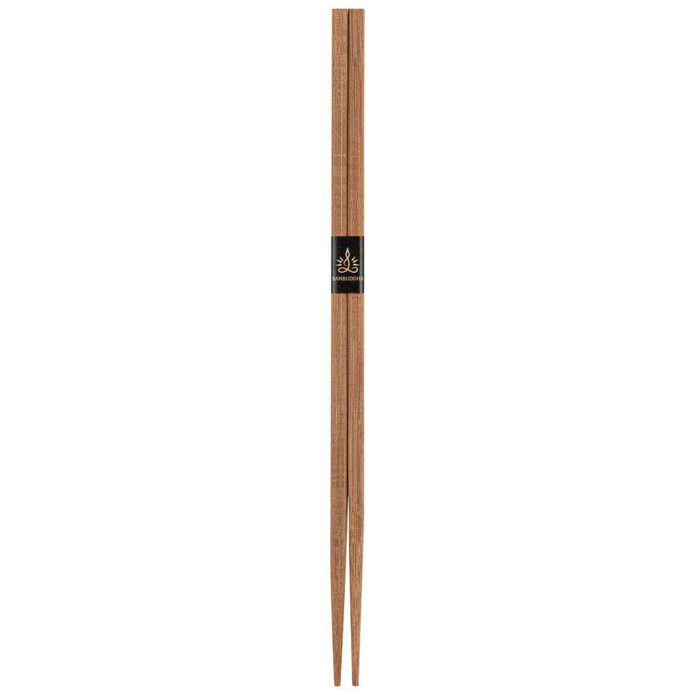 Bambuddha Square Brown Bamboo Modern Chopsticks - with Paper Band - 9 1/2" - 100 count box