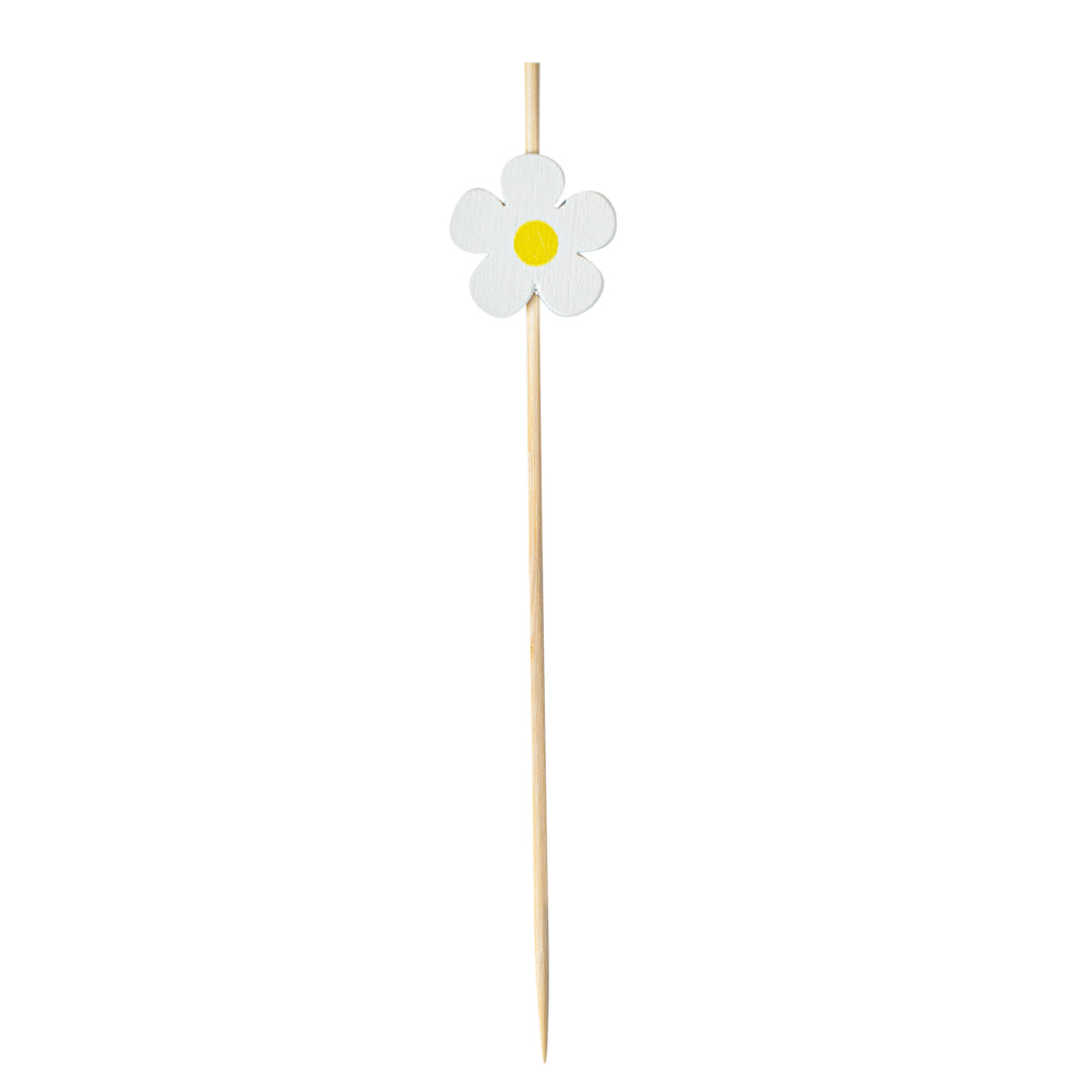 Pixy White Bamboo Daisy Pick - 4 3/4" - 1000 count box
