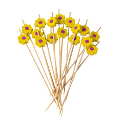 Pixy Yellow Bamboo Sunflower Pick - 4 3/4