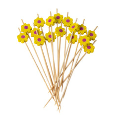 Yellow Bamboo Sunflower Skewer - 4 3/4