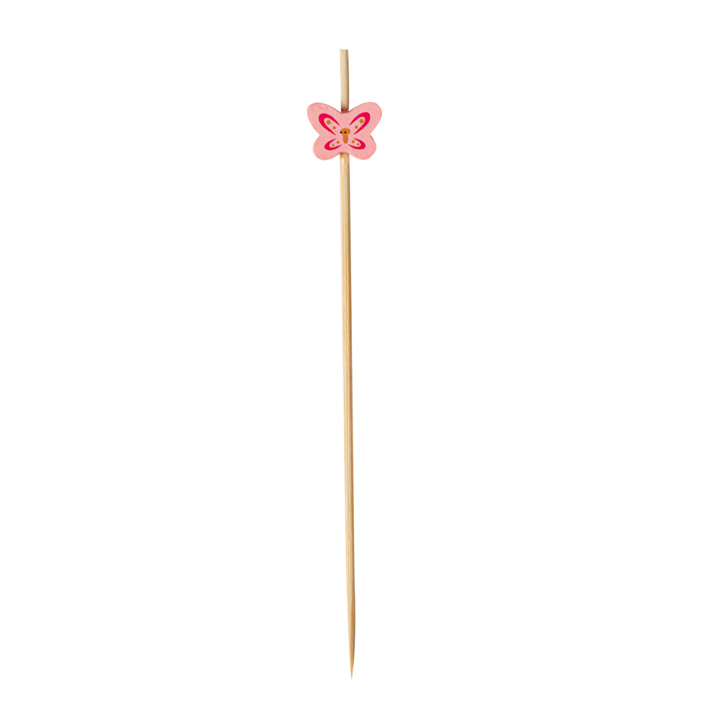 Pixy Pink Bamboo Butterfly Pick - 4 3/4" - 1000 count box