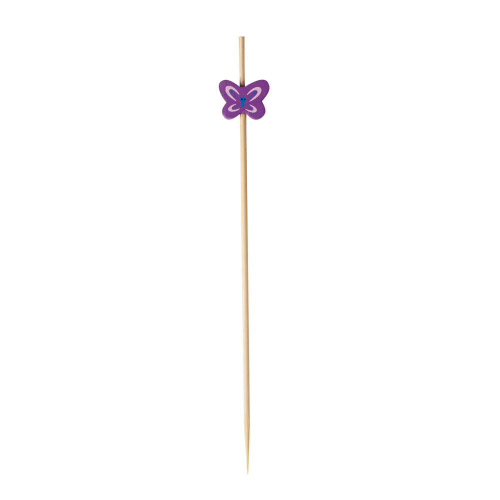 Pixy Purple Bamboo Butterfly Pick - 4 3/4" - 1000 count box