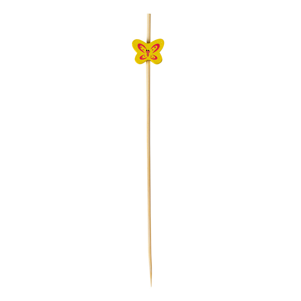 Pixy Yellow Bamboo Butterfly Pick - 4 3/4" - 1000 count box