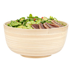 Bambuddha 15 oz Round Natural Spun Bamboo Small Salad Bowl - 7 3/4