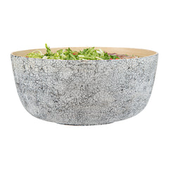 Bambuddha 51 oz Round Gray Spun Bamboo Extra Large Eggshell Salad Bowl - 13 1/2