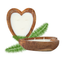 Coco Casa Handmade Wood Heart Dough Bowl Candle - Vanilla - 7