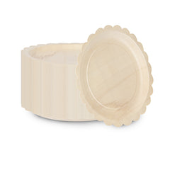 Taipei Round Natural Poplar Plate - with Scalloped Edge - 9 1/4'' x 9 1/4'' - 200 count box