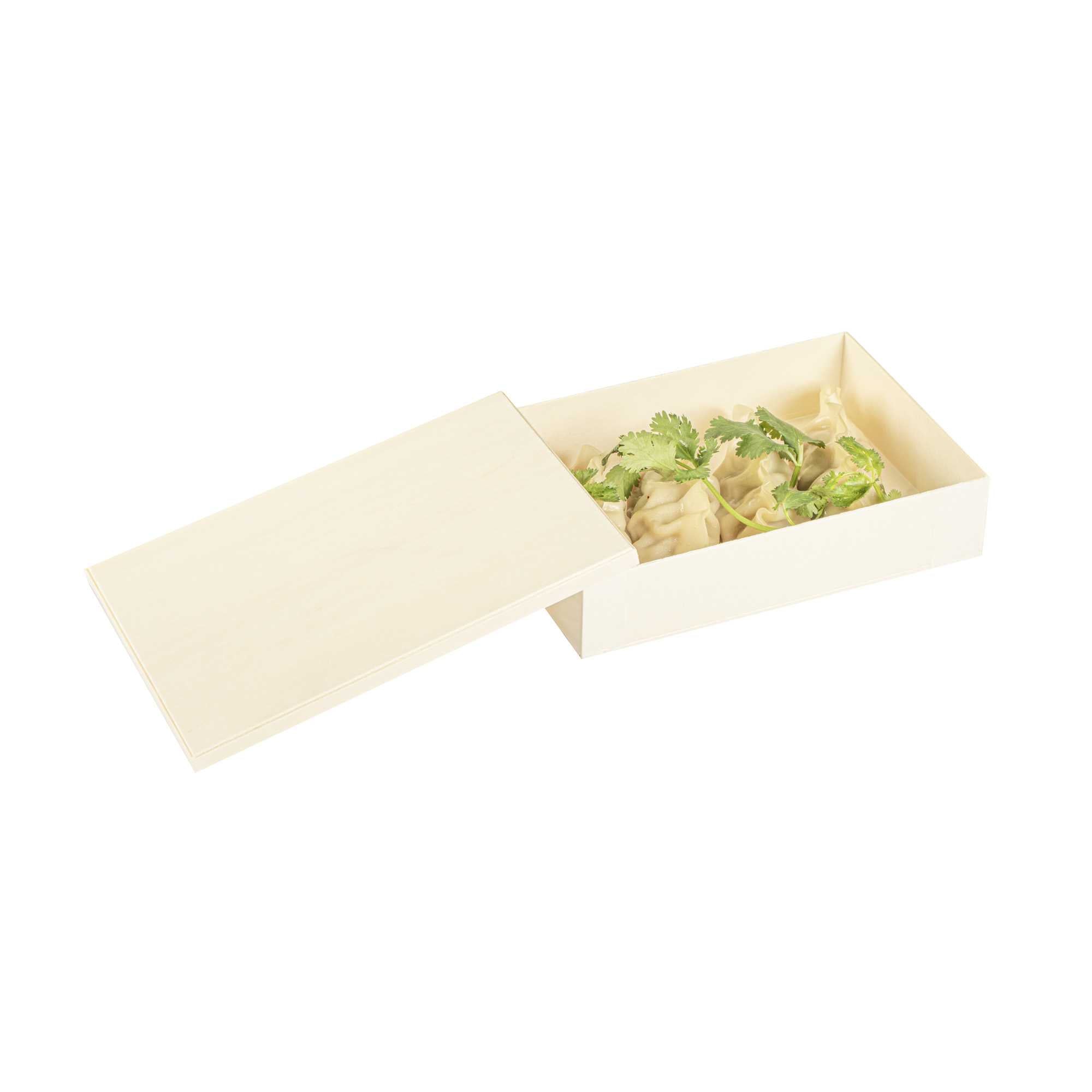 Taipei Rectangle Natural Poplar Lid - Fits 25 oz Bento Box - 10 count box
