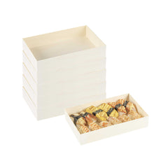 Taipei 31 oz Rectangle Natural Poplar Bento Box - 8
