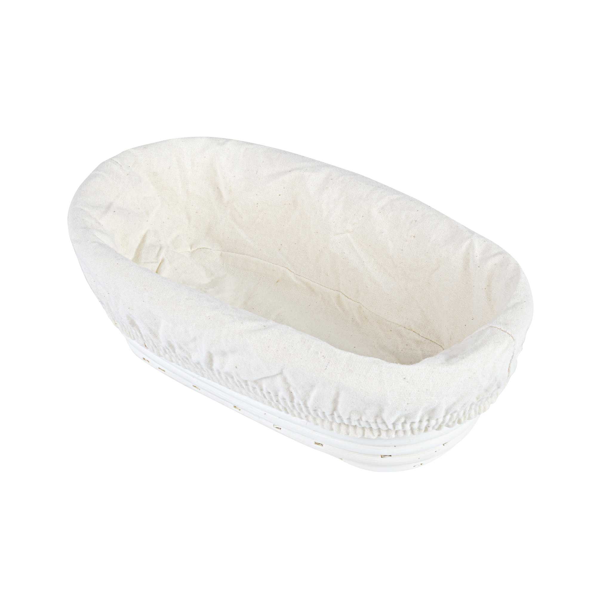 Pastry Tek Rattan Oval Natural Banneton Proofing Basket - with 2 Cotton Liners - 9 3/4" x 6" x 3" - 1 count box