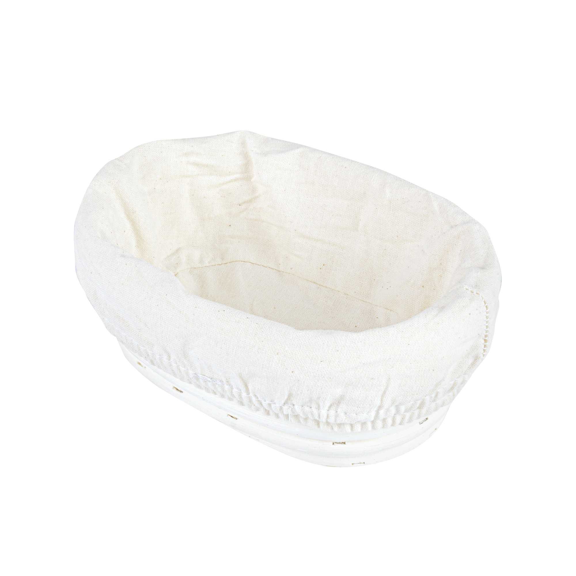 Pastry Tek Rattan Oval Natural Banneton Proofing Basket - with 2 Cotton Liners - 6 3/4" x 4 3/4" x 3 1/4" - 1 count box