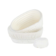 Pastry Tek Rattan Oval Natural Banneton Proofing Basket - with 2 Cotton Liners - 6 3/4