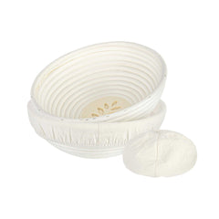 Pastry Tek Rattan Round Natural Banneton Proofing Basket - with 2 Cotton Liners - 9