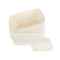 Pastry Tek Rattan Square Natural Banneton Proofing Basket - with 2 Cotton Liners - 9 3/4