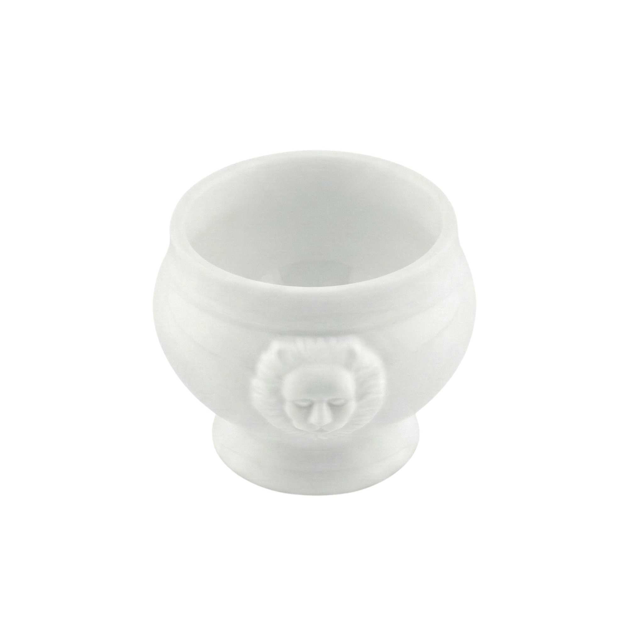 Chef 101 6 oz Round White Porcelain Lion Head Soup Bowl - 4" x 3 1/4" x 2 1/2" - 10 count box