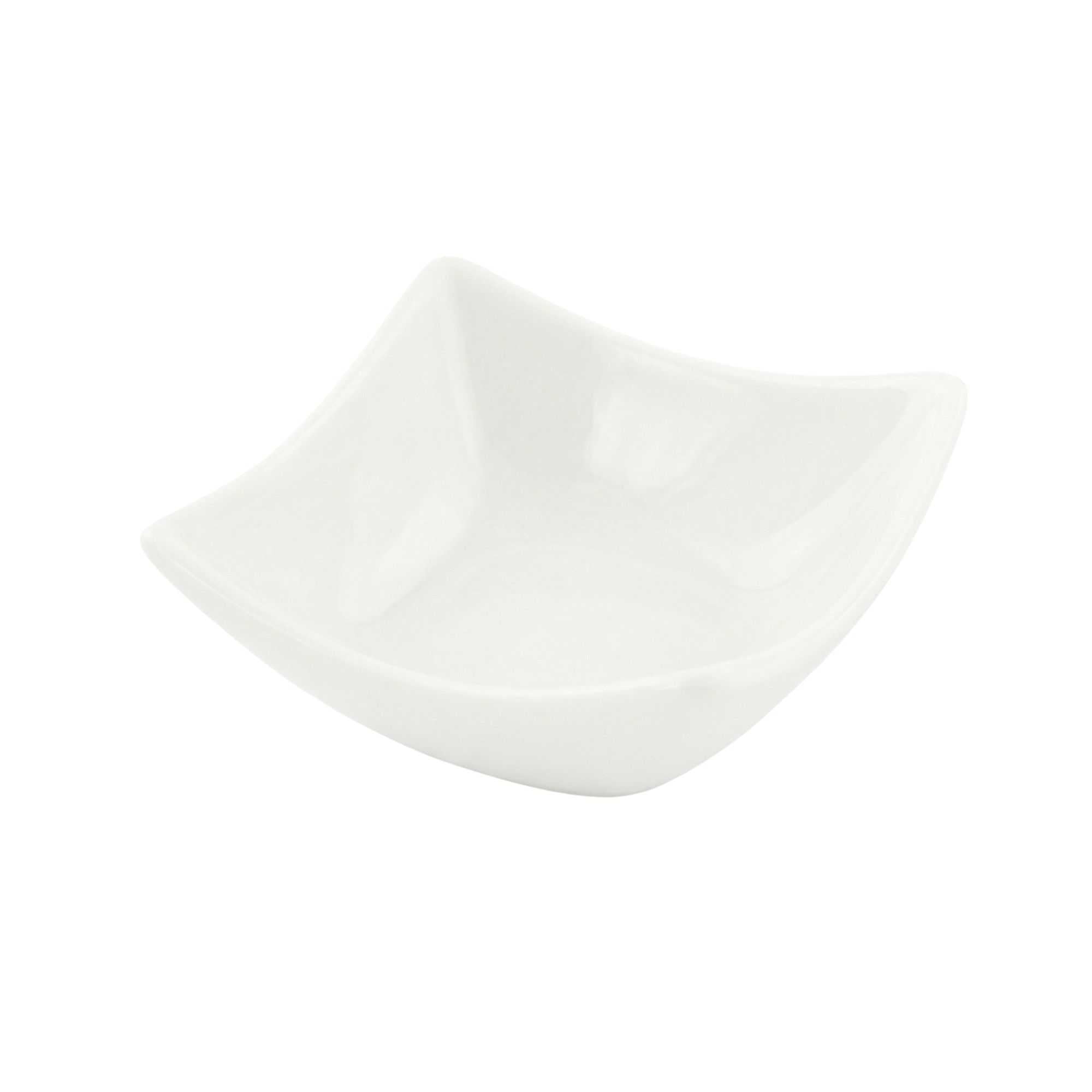 Chef 101 2 oz Square White Porcelain Mini Cocktail Bowl - 3" x 3" x 1 1/4" - 10 count box