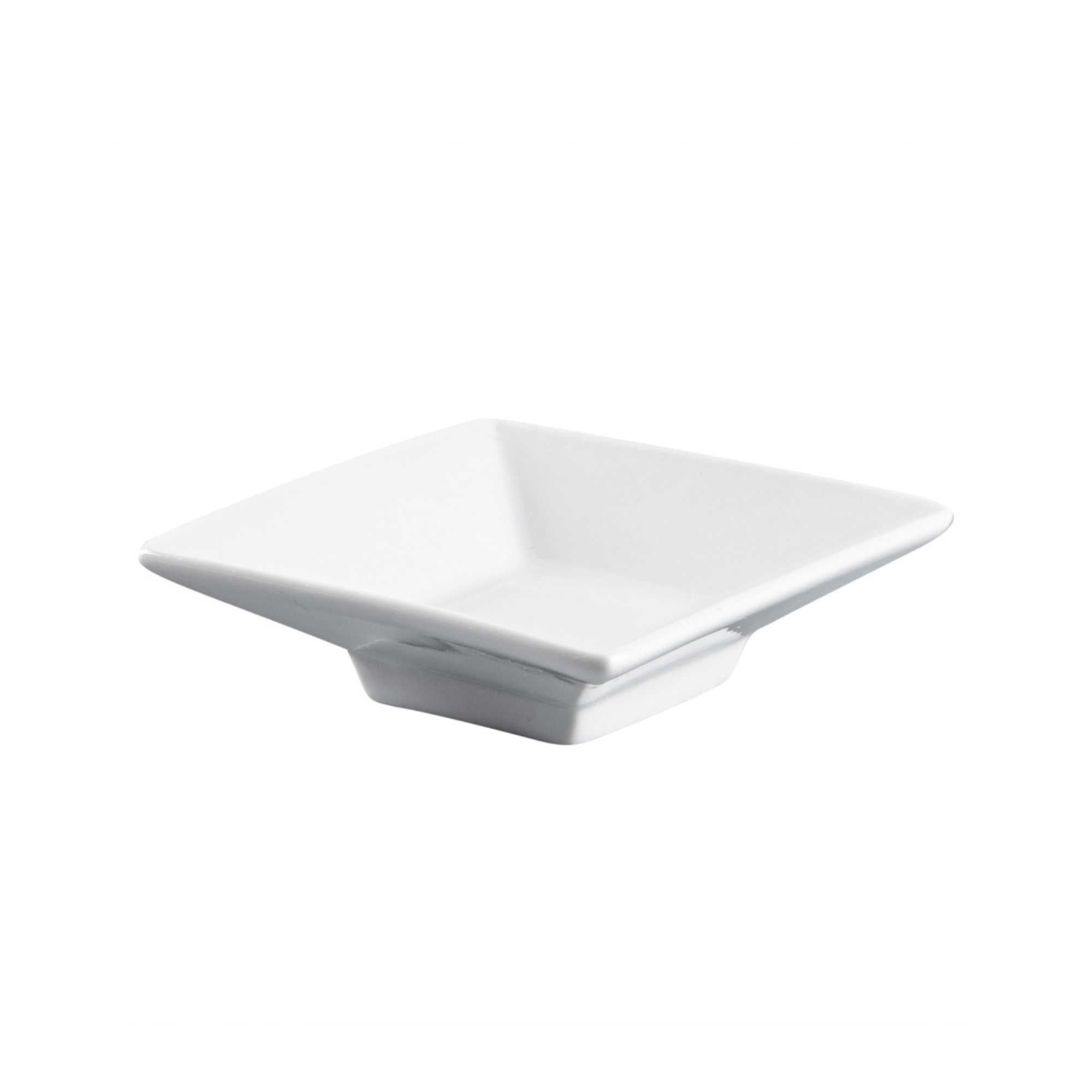 Chef 101 Square White Porcelain Mini Modern Plate - 3" x 3" x 1" - 10 count box