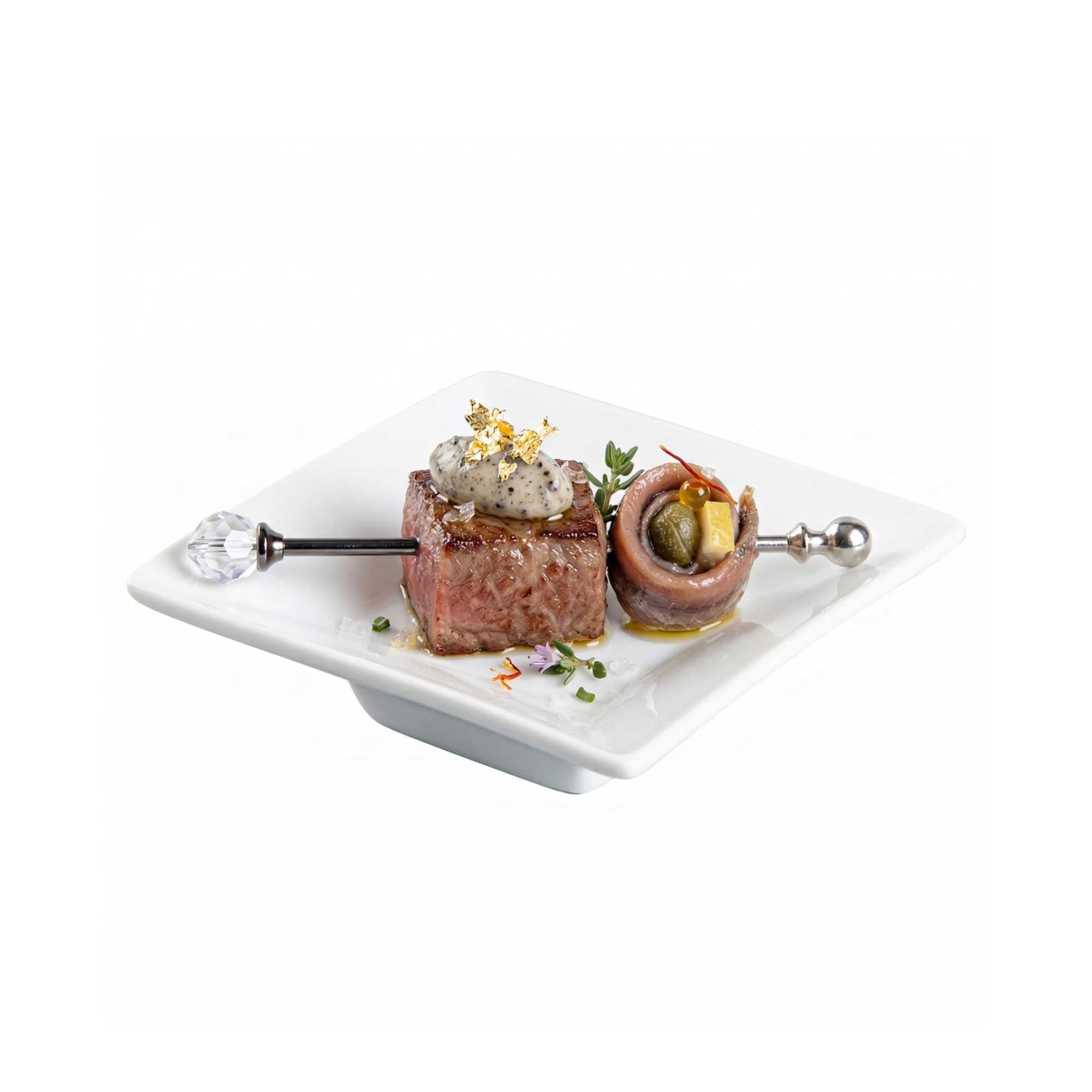 Chef 101 Square White Porcelain Mini Modern Plate - 3" x 3" x 1" - 10 count box