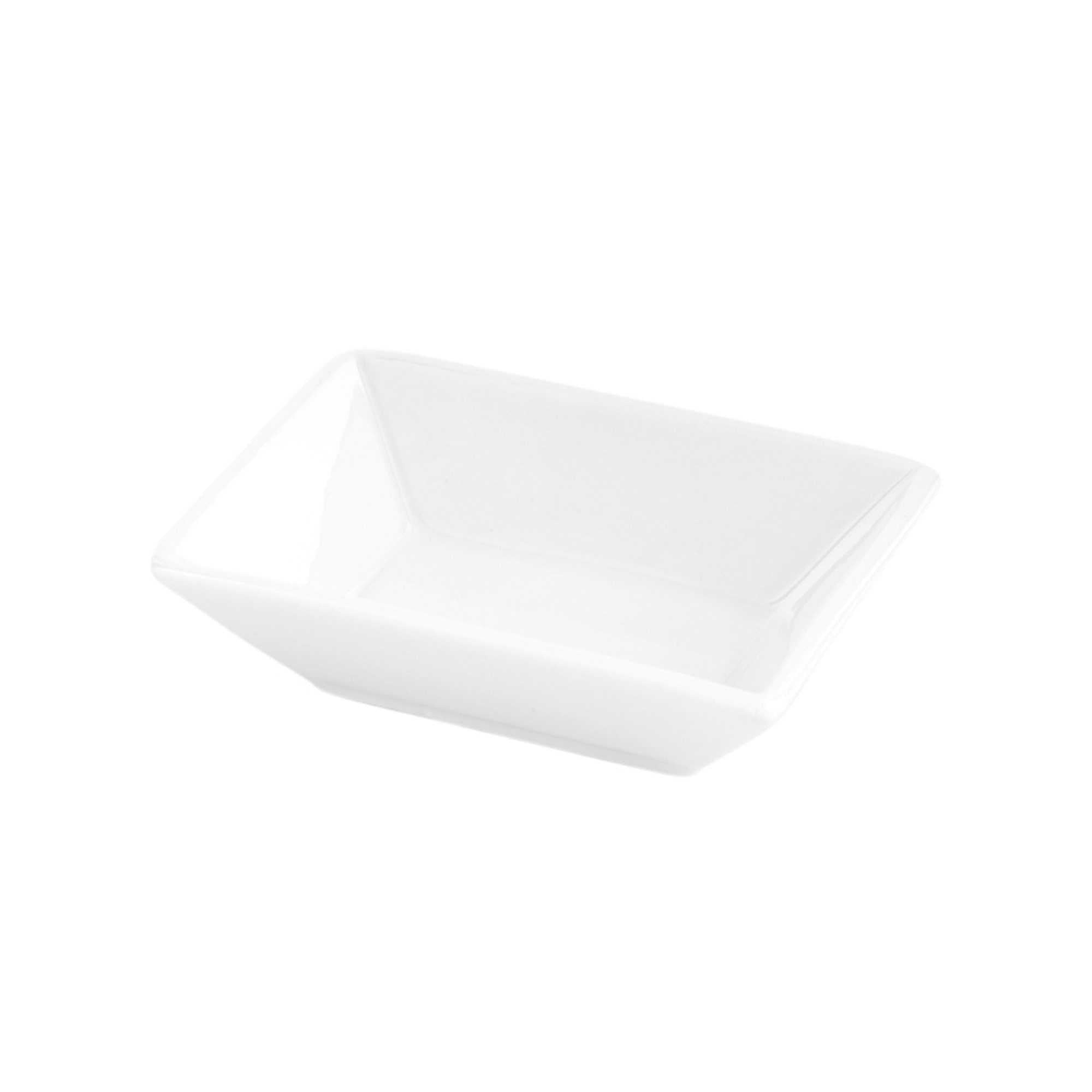 Chef 101 Rectangle White Porcelain Mini Modern Plate - 4" x 2 3/4" x 1" - 10 count box