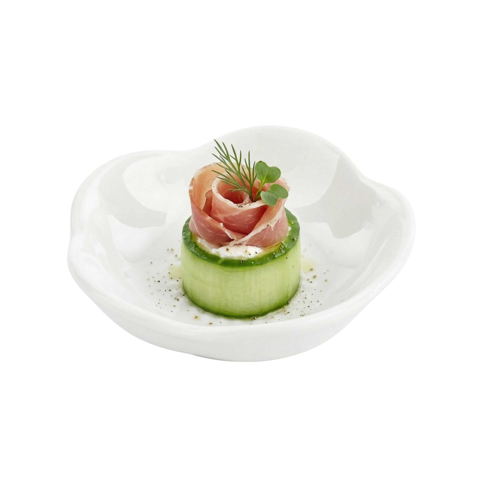 Chef 101 Round White Porcelain Mini Le Fleur Dish - 3" x 3" x 1" - 10 count box