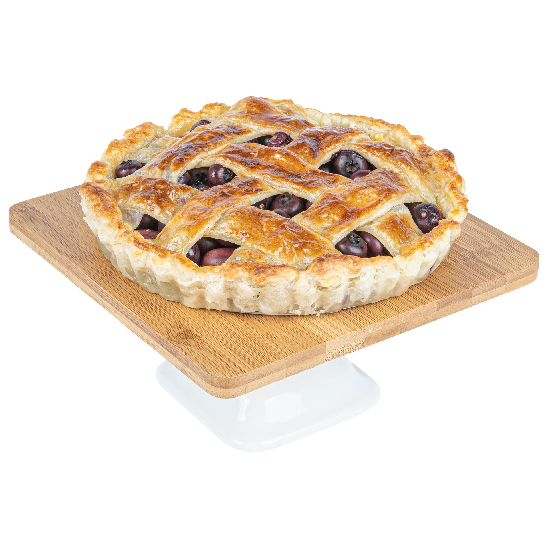 Chef 101 Hamptons Square Bamboo Serving Stand - with Porcelain Base - 8" x 8" x 4" - 1 count box