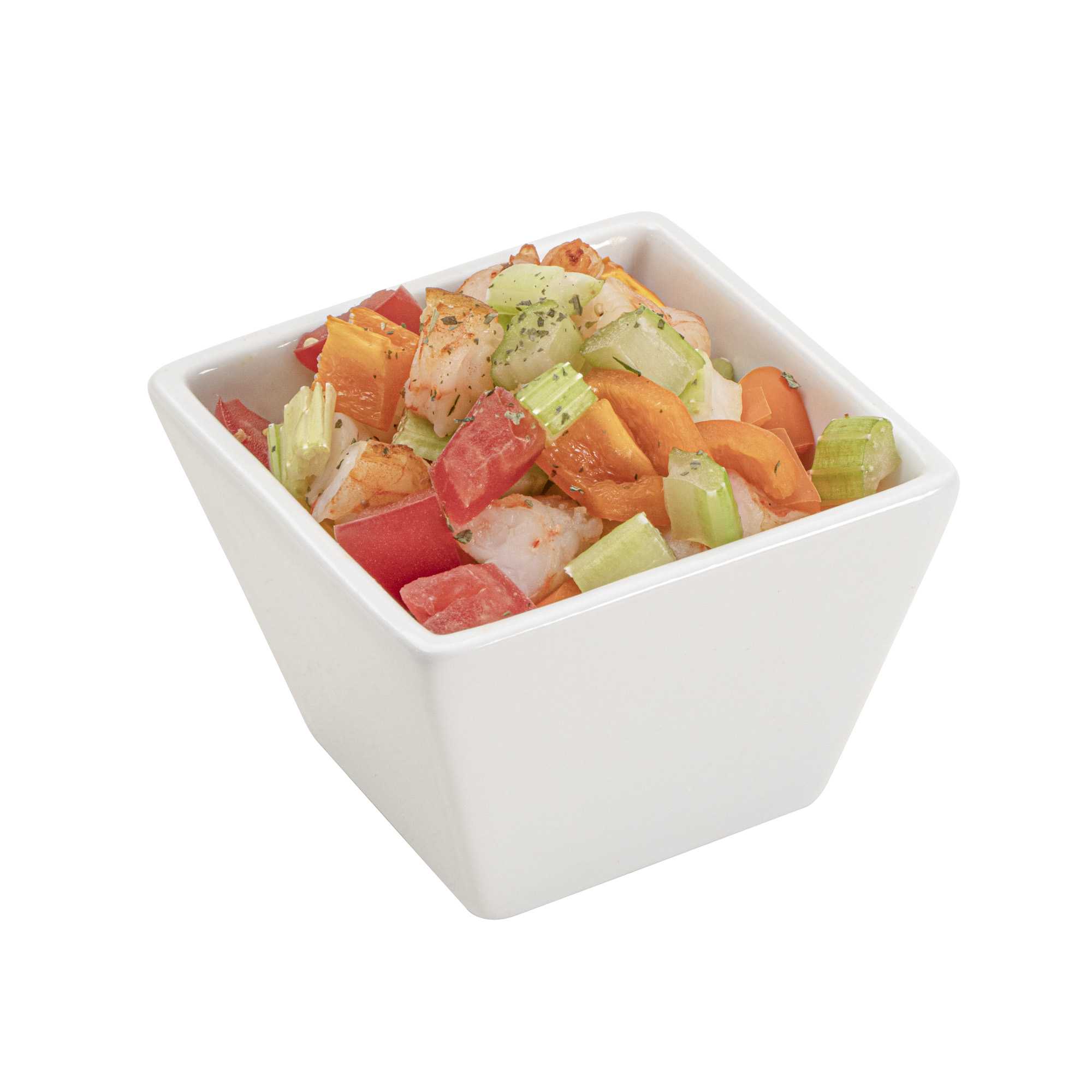 Chef 101 6 oz Square White Porcelain Kova Bowl - 3 1/2" x 3 1/2" x 2 1/2" - 10 count box