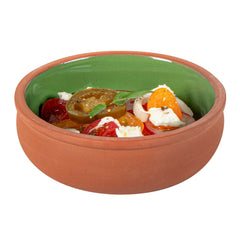 Terra Tek 7 oz Terracotta Cazuela Bowl - Green Glazed Interior, Oven-Safe, Microwave-Safe - 4 1/2'' x 4 1/2'' x 1 1/2'' - 2 count box