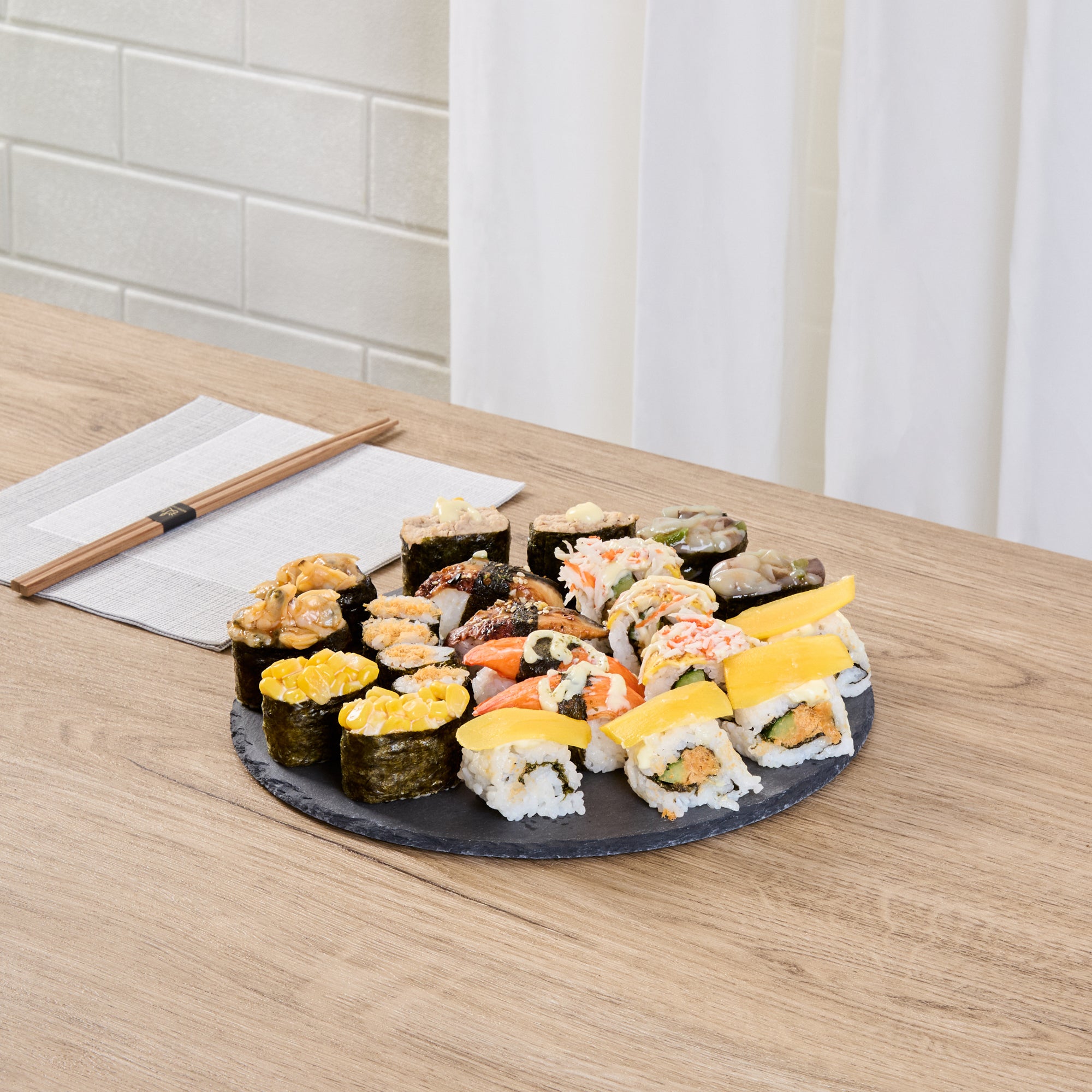 Stone Tek Round Black Slate Serving Plate - 9 3/4" x 9 3/4" - 4 count box