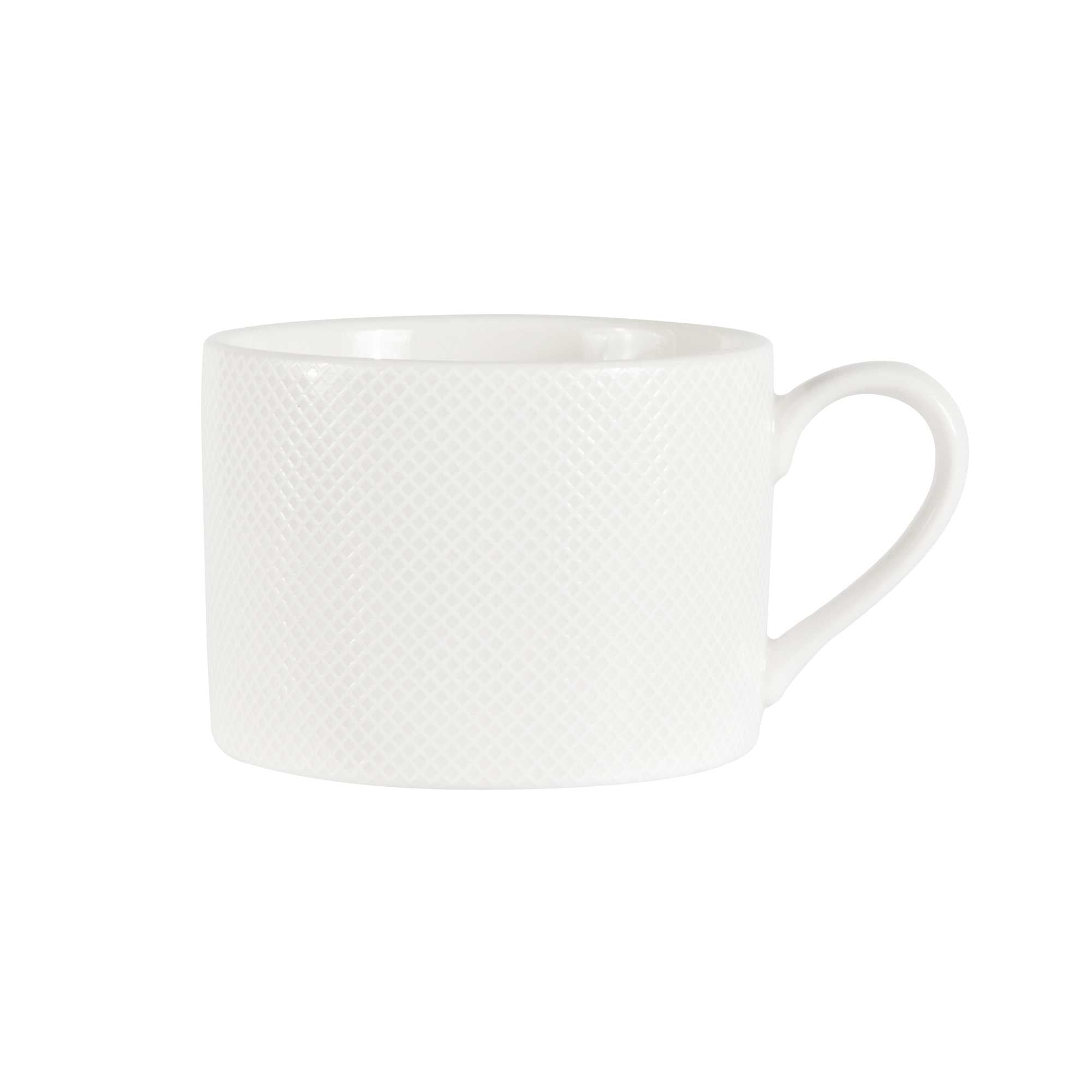 German Standard 8 oz Beige Mesh Embossed Porcelain Coffee Cup - 4 1/2" x 3 1/4" x 2 1/4" - 4 count box