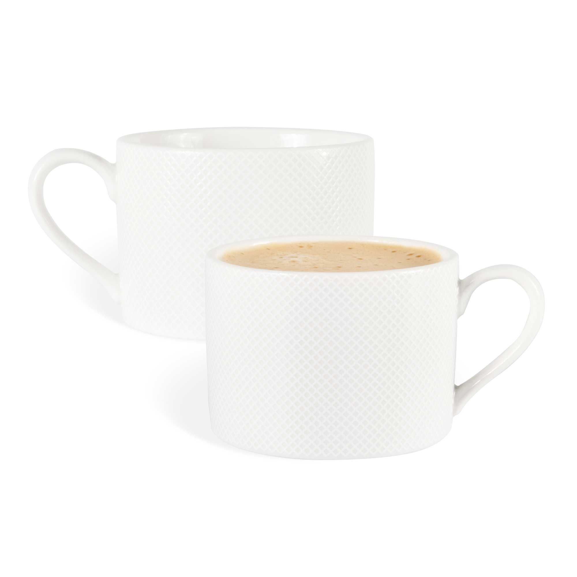 German Standard 8 oz Beige Mesh Embossed Porcelain Coffee Cup - 4 1/2" x 3 1/4" x 2 1/4" - 4 count box