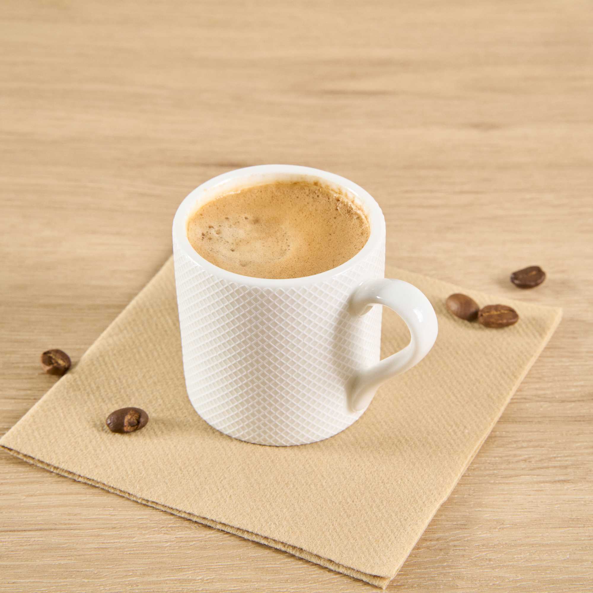 German Standard 3 oz Beige Mesh Embossed Porcelain Espresso Cup - 3 1/4" x 2 1/4" x 2 1/4" - 4 count box