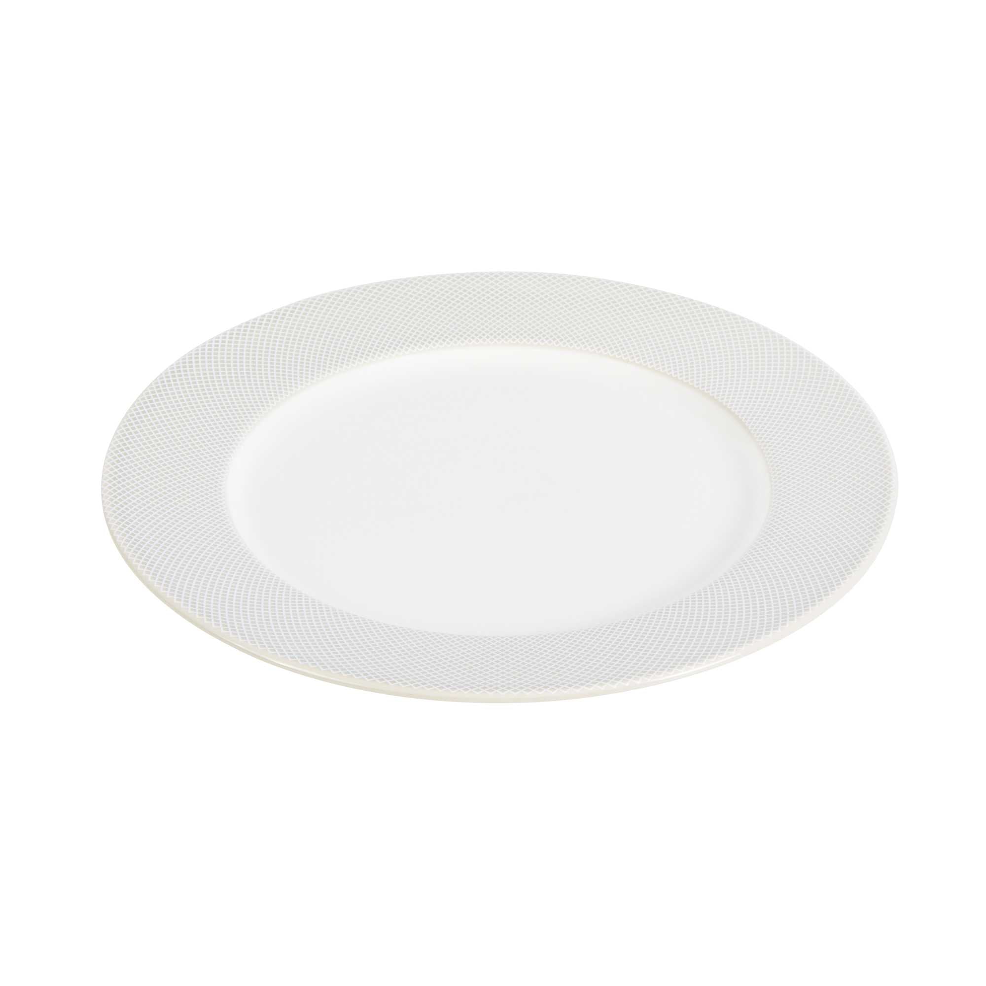 German Standard Round Gray Mesh Embossed Porcelain Dinner Plate - 10 3/4" x 10 3/4" x 1" - 4 count box