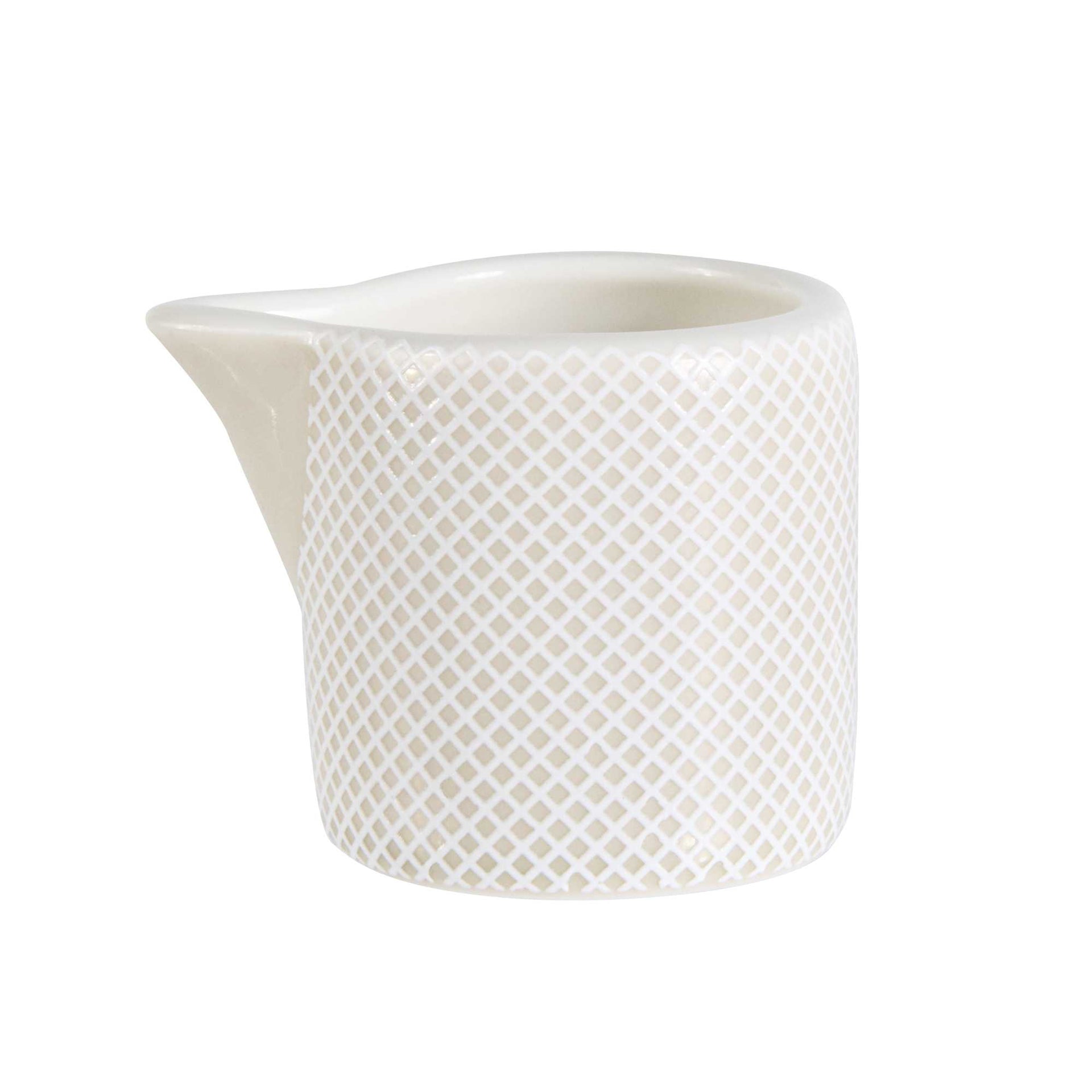 German Standard 2 oz Gray Mesh Embossed Porcelain Creamer - 1 3/4" x 1 3/4" x 2 1/4" - 144 count box