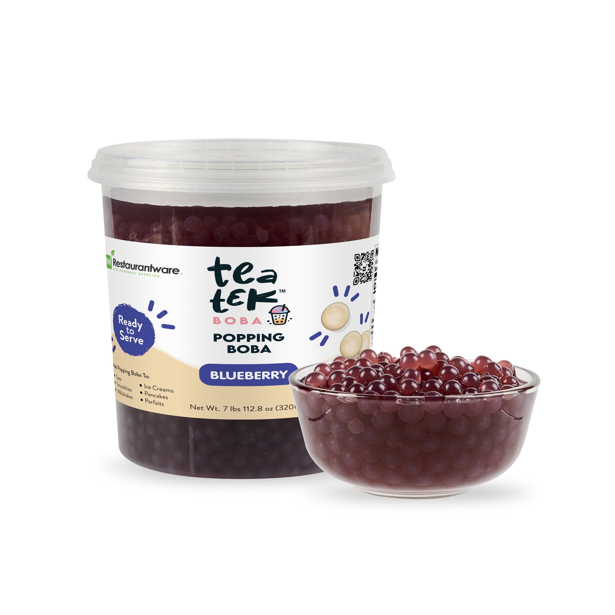 Tea Tek 7 lb Blueberry Popping Boba - 4 count box
