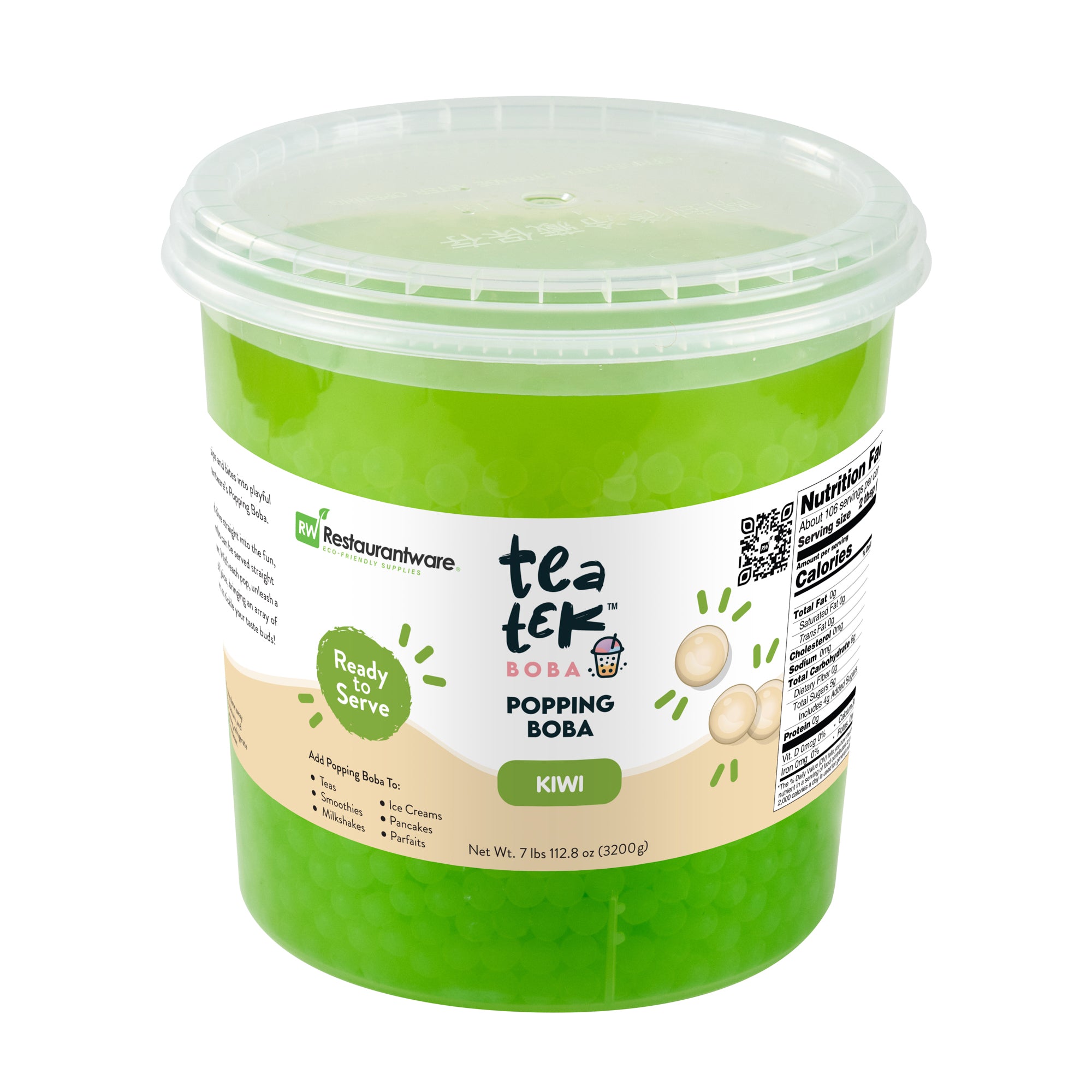 Tea Tek 7 lb Kiwi Popping Boba - 4 count box