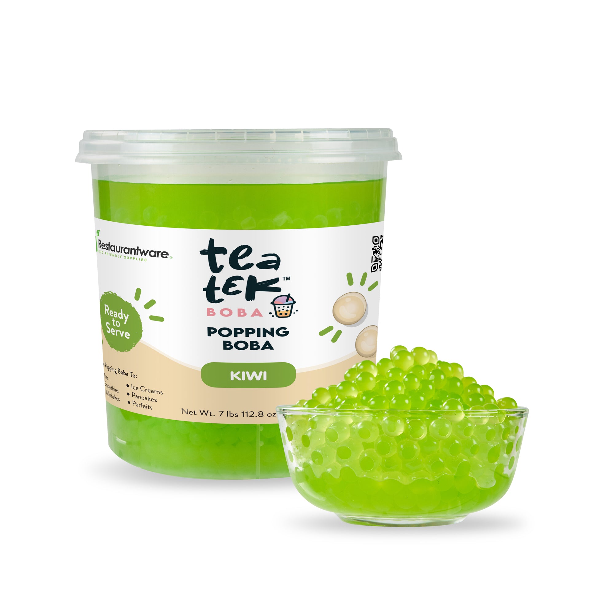 Tea Tek 7 lb Kiwi Popping Boba - 4 count box