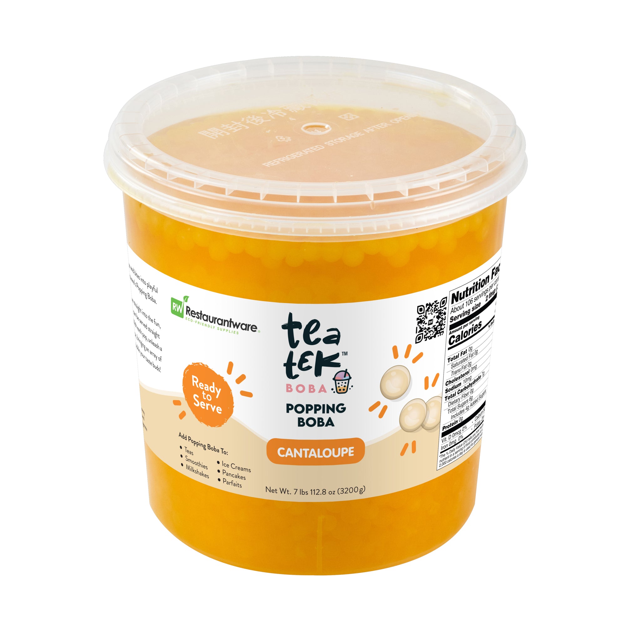 Tea Tek 7 lb Cantaloupe Popping Boba - 1 count box