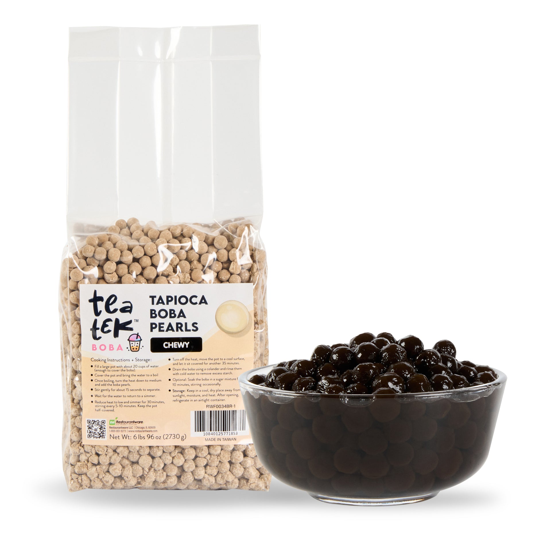 Tea Tek 6 lb Tapioca Boba Pearls - Chewy - 1 count box