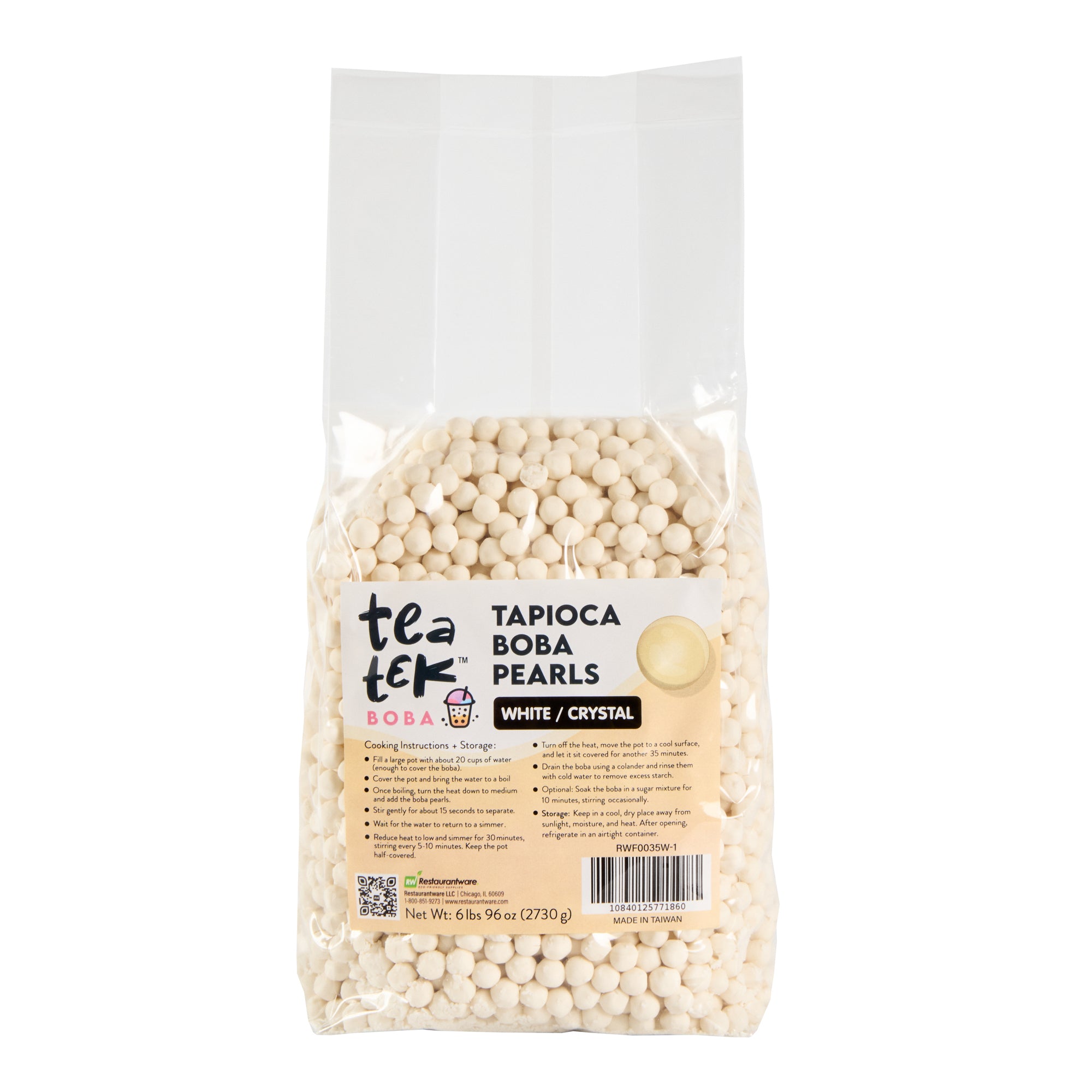 Tea Tek 6 lb Tapioca Boba Pearls - 6 count box