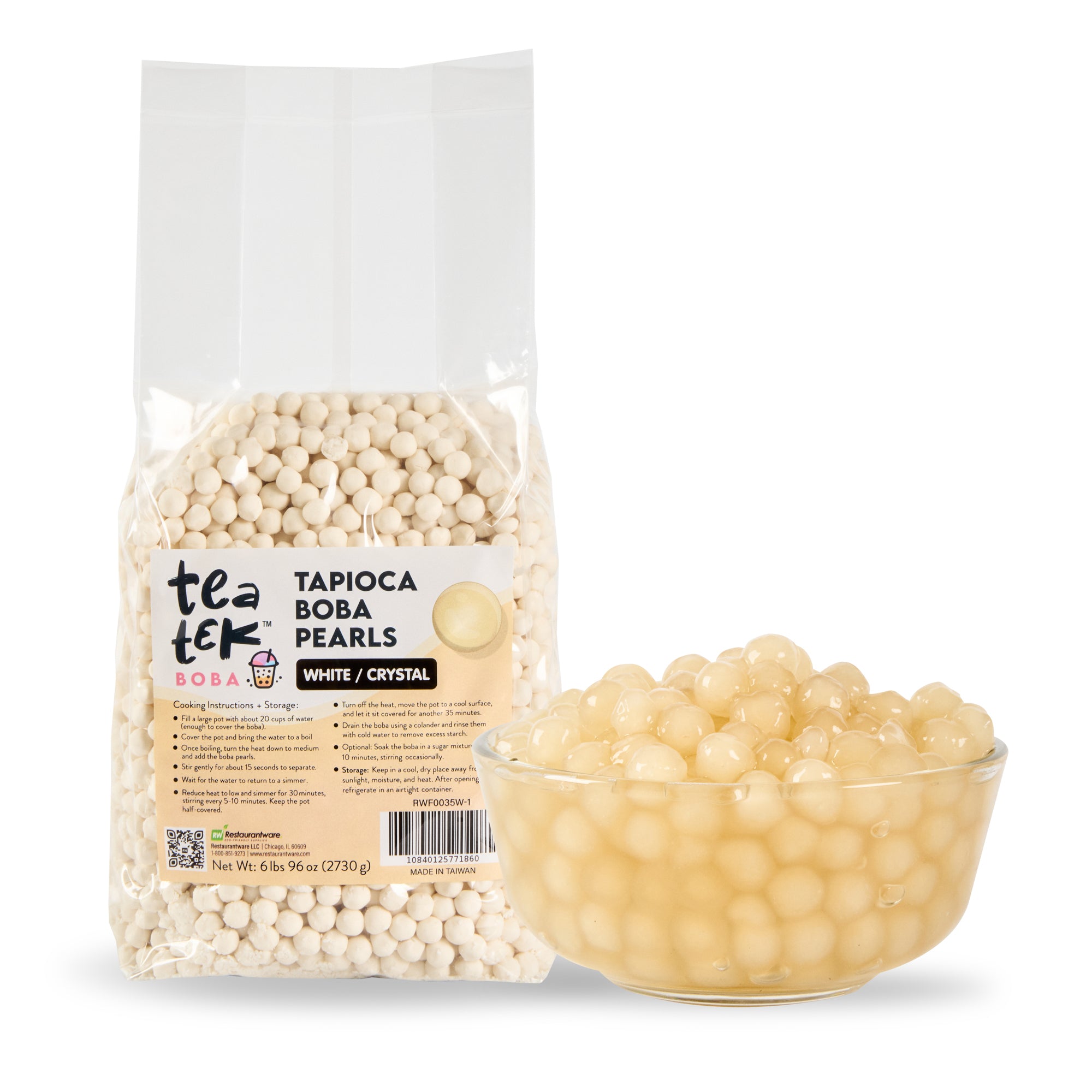 Tea Tek 6 lb Tapioca Boba Pearls - 6 count box