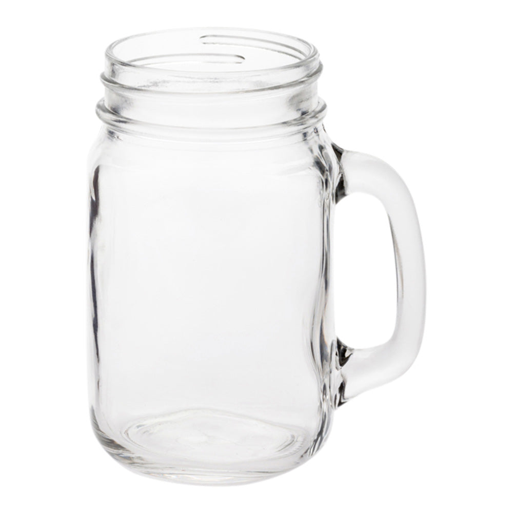 Bev Tek 18 oz Square Glass Mason Jar Mug - With Handle - 3 1/4" x 3 1/4" x 5 1/4" - 10 count box