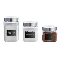 Vetri Glass 3-Piece Storage Jar Set - with Lid, Chalkboard Label - 1 count box