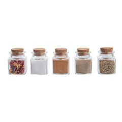 RW Base 2 oz Square Clear Glass Herb Storage Jar - with Cork Lid - 1 1/2
