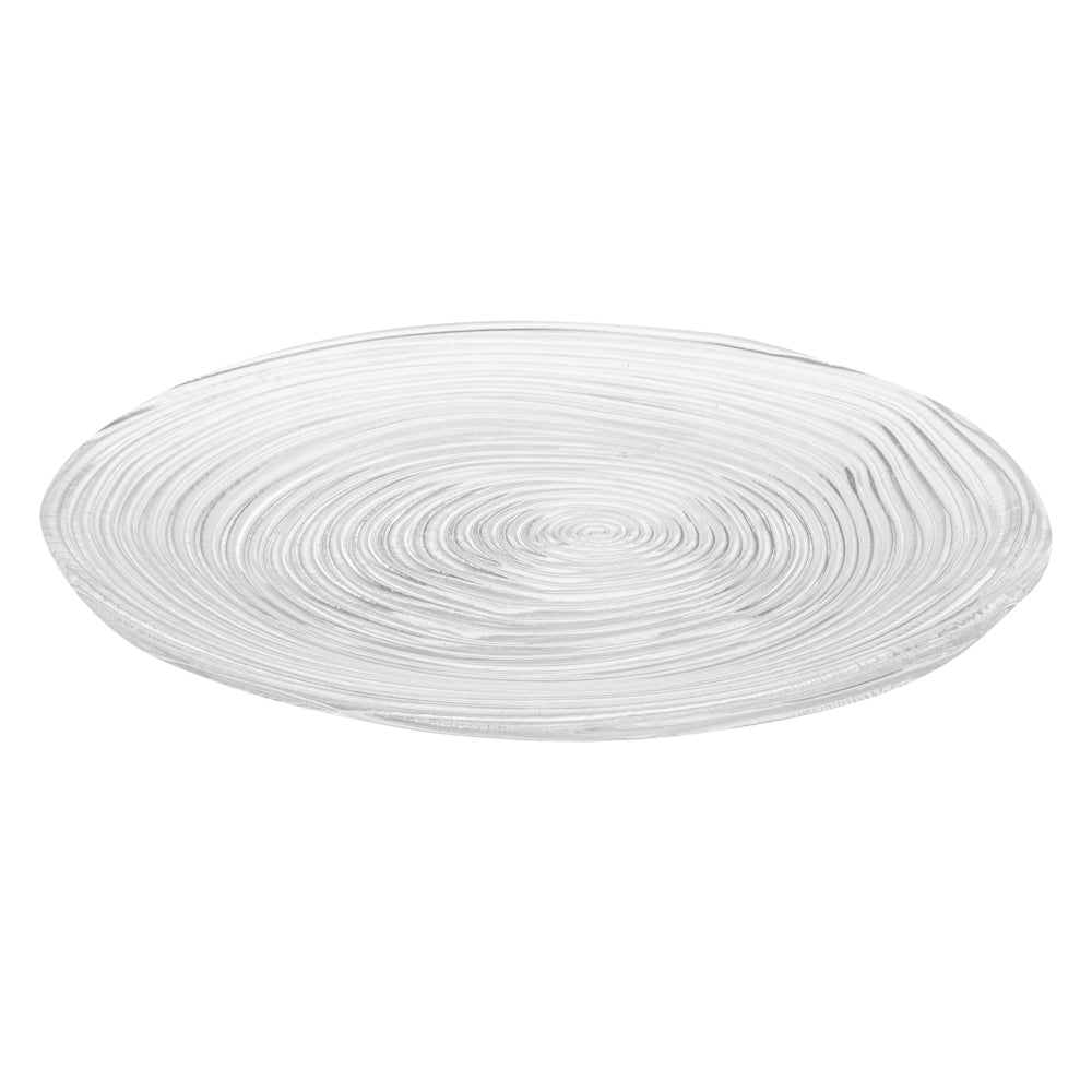 Vetri Round Clear Glass Swirl Plate - 9 1/2" x 9 1/2" x 3/4" - 1 count box