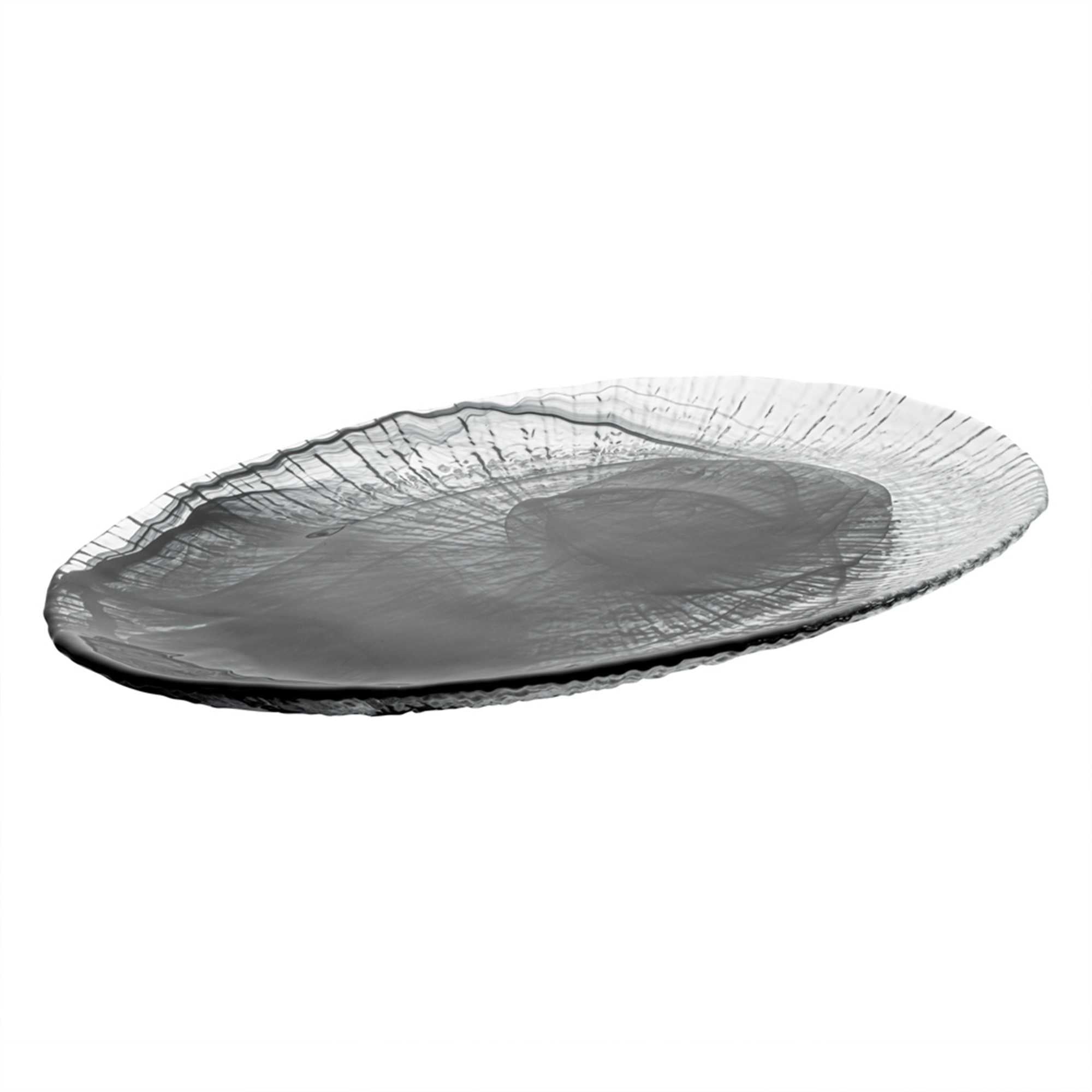Vetri Oval Black Glass Focus Serving Plate - 15" x 9 3/4" x 1 1/4" - 6 count box