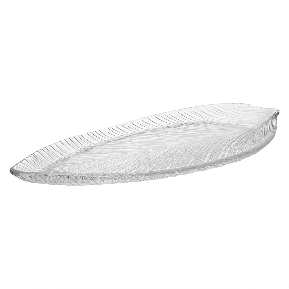 Vetri Clear Glass Leaf Serving Plate - 17" x 7 3/4" x 1 1/4" - 1 count box