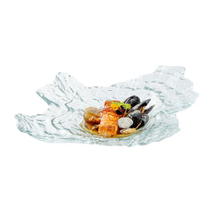 Vetri Abstract Clear Glass Seashell Serving Plate - 18