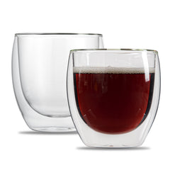 Forma Professional 8 oz Coffee Cup - Double Wall, Borosilicate - 3 1/4'' x 3 1/4'' x 3 1/2'' - 2 count box