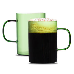 Forma Professional 7 oz Green Glass Coffee Mug - Borosilicate, with Handle - 2 1/2
