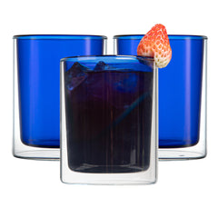 Forma Professional 9 oz Blue Glass Tumbler - Double Wall, Borosilicate - 3 1/4
